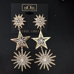 Noir Starbursts & Crystal Star Fab Statement Earri
